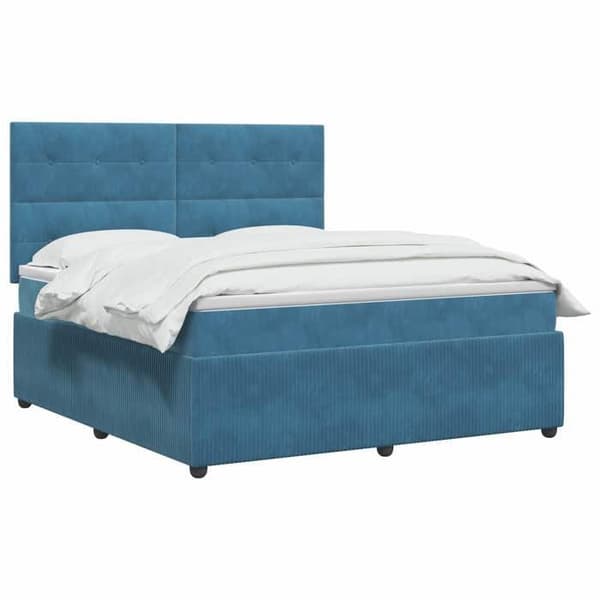 Maison Exclusive - Boxspring säng med madrass Blå 140 x 200 cm Sammet Blå