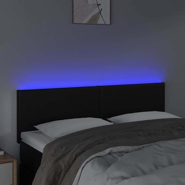 Maison Exclusive - LED Hovedgærde Sort 144x5x78/88 cm Syntetisk læder