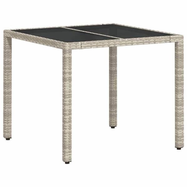 Ensemble bord och stolar - EXKLUSIV HEM - Modern - Ljusgrå - Poly rattan - Tempererat glas Ljusgrått
