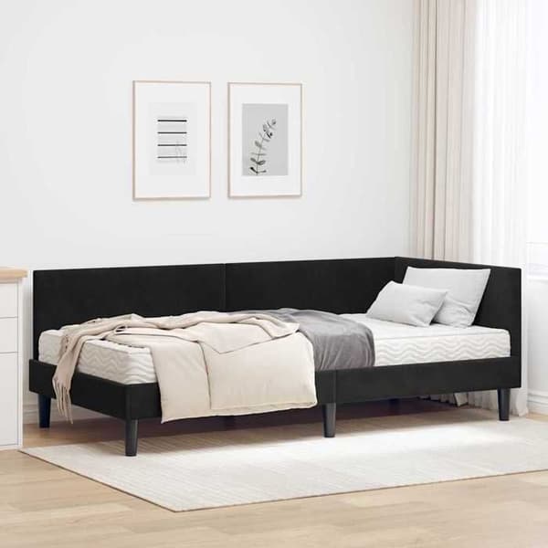 Maison Exclusive - Kulmasänky 2 osaa Musta 80 x 200 cm Sametti Svart