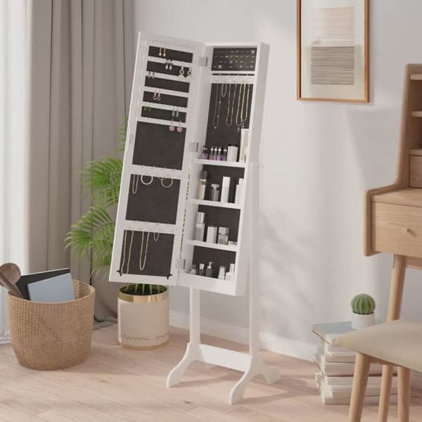 Maison Exclusive - Spegel med stativ vit 34x37x146 cm Vit