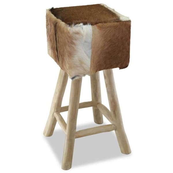 Maison Exclusive - Barstol i getskinn och solid teakträ naturligt trä