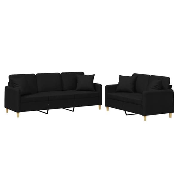 Maison Exclusive - 2 kpl sohvasetti mustilla kankaalla tyynyillä