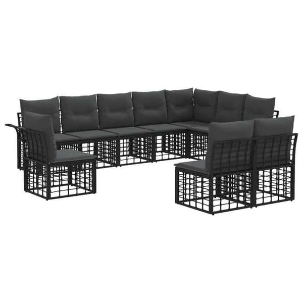 Maison Exclusive - Sæt af 10 udendørs sofaer Sort og Mørkegrå