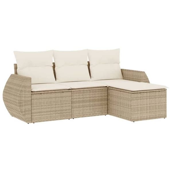 Maison Exclusive - Trädgårdsmöbler med kuddar 4 delar beige flätad resin