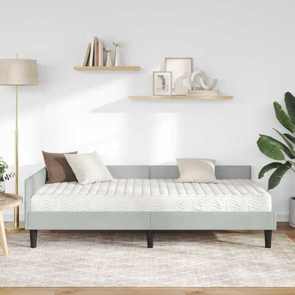 Maison Exclusive - Kulmasänky 2 osaa vaaleanharmaa 100 x 200 cm Ljusgrå (sammet)