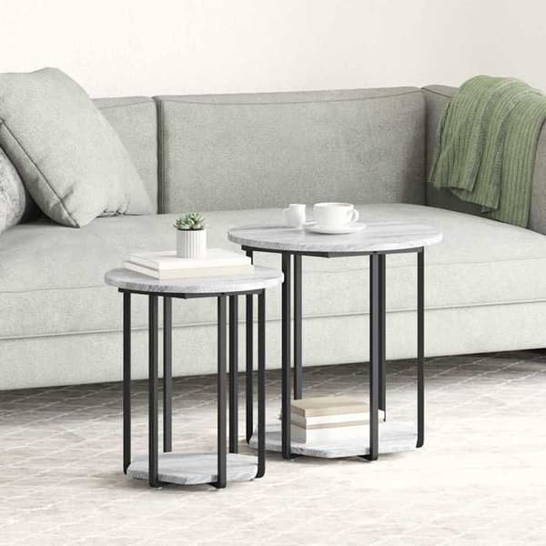 Maison Exclusive - Set med sidobord 2 st Grå 50 x 50 x 50,5 cm Grå