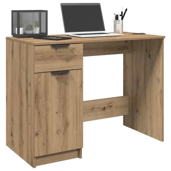 Maison Exclusive - Håndlavet egetræskontor 100x50x75 cm ingeniørtræ