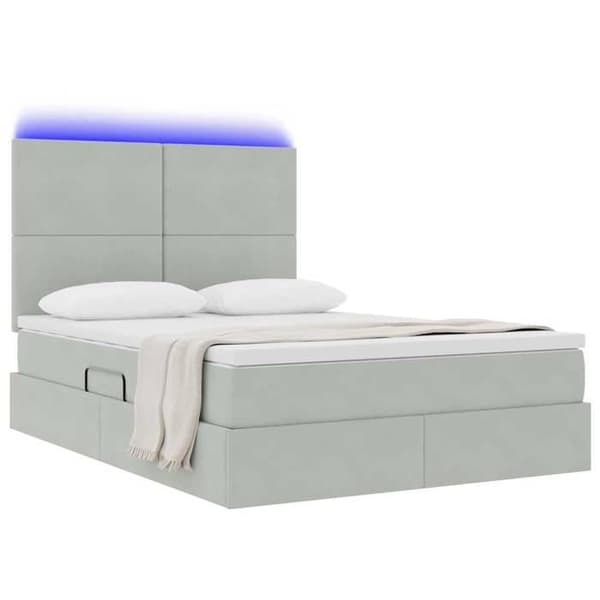 Maison Exclusive - LED opbevaringsseng med madras Lys grå 140 x 190 cm Ljusgrått