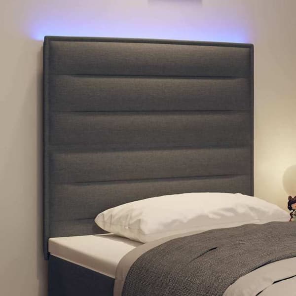 Maison Exclusive - LED-hovedgærde med LED-strips Mørkegrå 100 cm stof