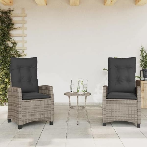 Maison Exclusive - Bistroset 3 delar med grå kuddar i flätad resin