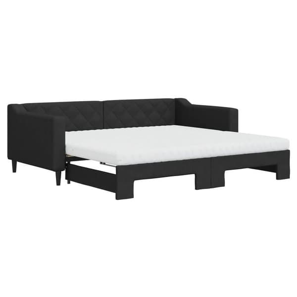 Maison Exclusive - Senge med udtræk og sort madras 90x190 cm stof
