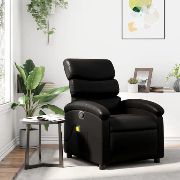 Maison Exclusive - Sort læderlook massage stol med vippefunktion