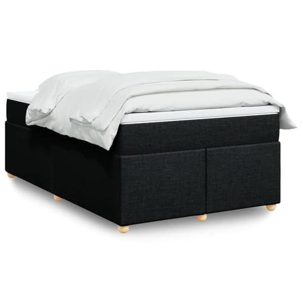 Maison Exclusive - Seng med lameller og madras Sort 120x200 cm Stof
