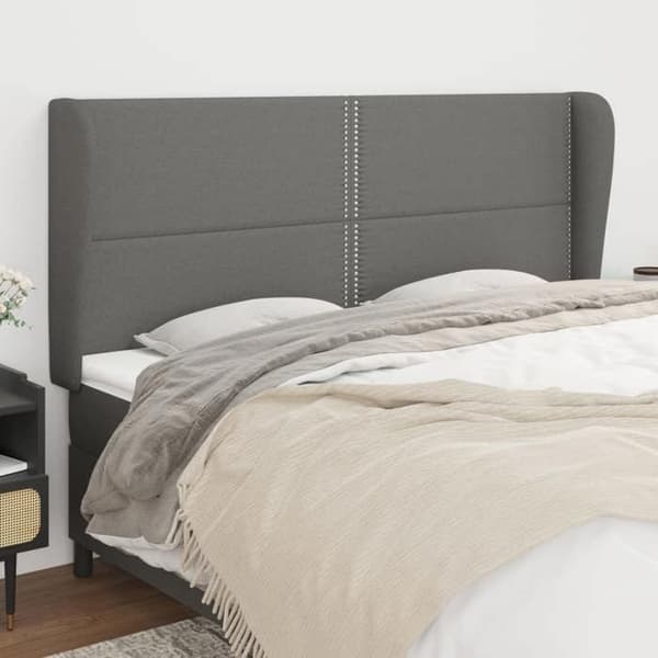 Maison Exclusive - Päätylevy korvilla Tummanharmaa 183x23x118/128 cm Kangas Mörkgrå