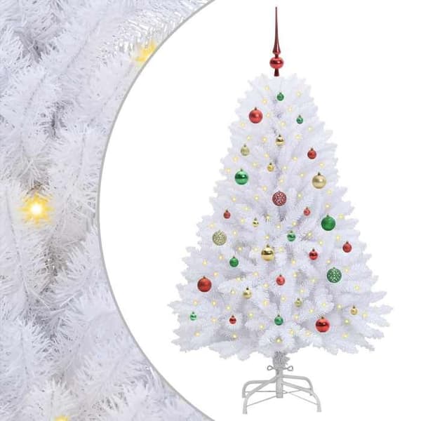 Kunstig juletræ - EKSKLUSIV HUS - Ledede grene - Hvid - 150 cm - LED 8 tilstande Vit
