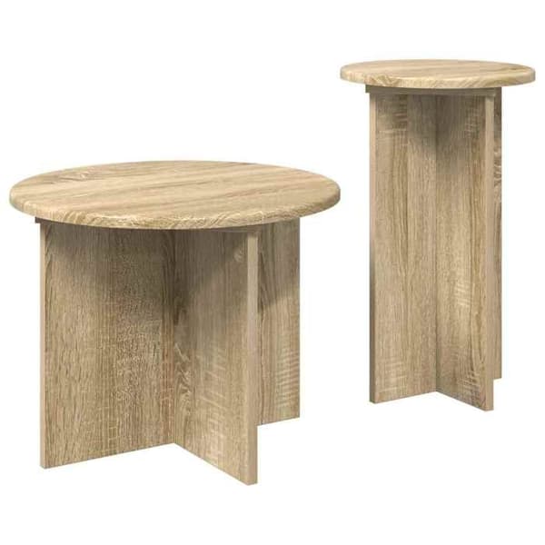 Maison Exclusive - Sæt af 2 sideborde Eg Sonoma Ø 45 x 35 cm Sonoma ek