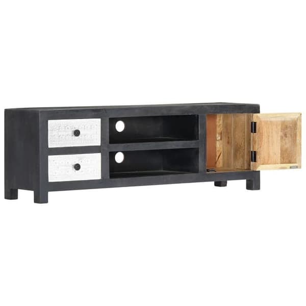 Maison Exclusive - Håndskåret TV-møbel Grå og hvid 120x30x40 cm Mango Grå och vit