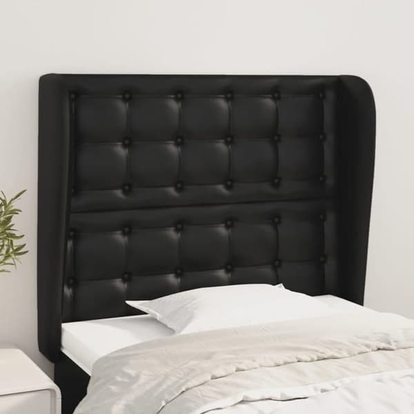 Maison Exclusive - Hovedgærde med ører Sort 93x23x118/128 cm Syntetisk læder