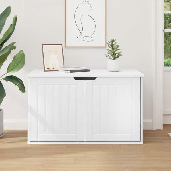 Kattemiljø - EKSKLUSIVT HUS - 85 x 55 x 50,5 cm - Ingeniørtræ - Rektangulær - Hvid Vit