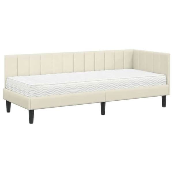 Maison Exclusive - Kulmasänky 2 osaa Patja Kermansävy 80 x 200 cm Kräm (sammet)