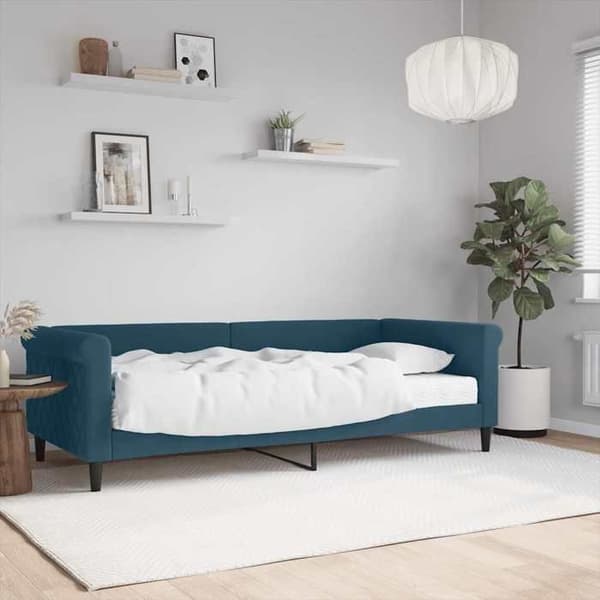 Maison Exclusive - Sininen 90x200 cm samettipäivävuode patjalla
