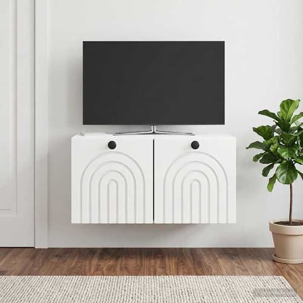 Exklusivt Hem - Väggmonterad TV-möbel Väggmontering Vit glansig 59,5 x 31 x 30 cm