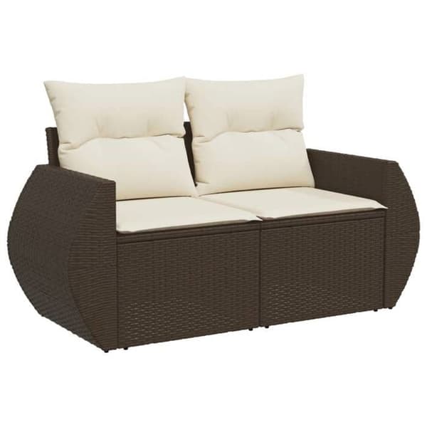 Maison Exclusive - Trädgårdsmöbler med kuddar 9 delar brun flätad resin