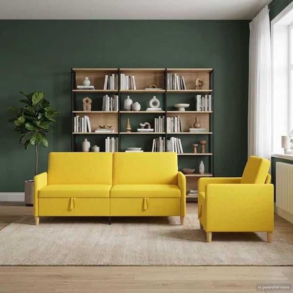 Maison Exclusive - Sofa med opbevaring 2 stk Lys gul Polyester