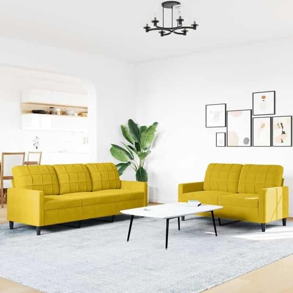 Maison Exclusive - 2 kpl:n sohvasetti tyynyillä, keltainen sametti