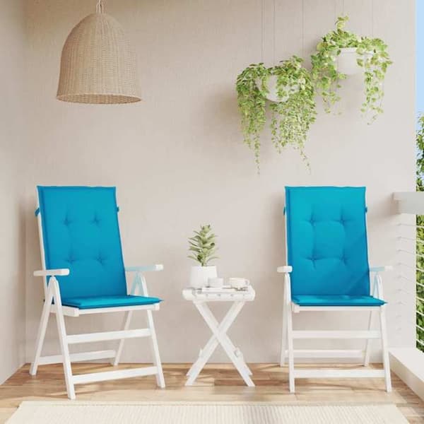 Maison Exclusive - Hög ryggstolskuddar för trädgård, set om 2, blått tyg