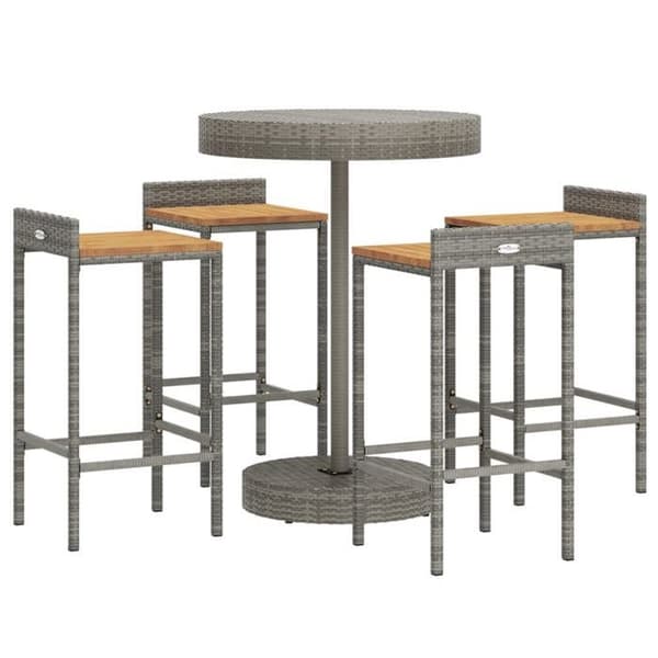 Maison Exclusive - Havebar sæt 5 dele grå poly rattan/massiv akacietræ grå