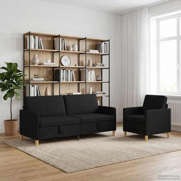 Maison Exclusive - Sofa med opbevaring 2 stk Sort Polyester
