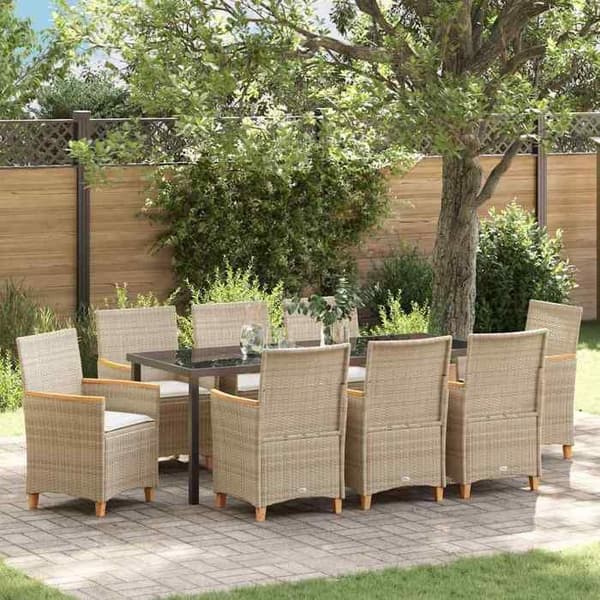 Maison Exclusive - 9 pc spisestue sæt til haven i beige polyrotin beige