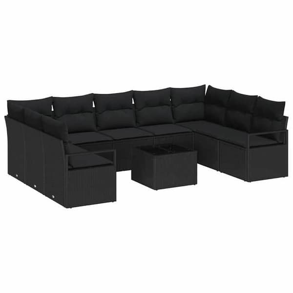 Havemøbel - EKSKLUSIVT HUS - Modulerbart - Sort poly rattan - Lynlås puder - Omstillingsbord