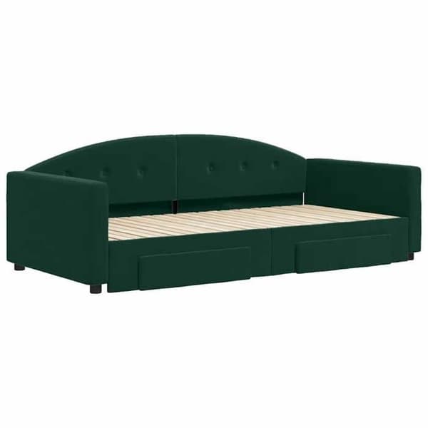 Päivävuode - EXCLUSIVE KOTI - 100x200 cm - 2-in-1 vuode - Säilytyslaatikot - Vihreä sametti
