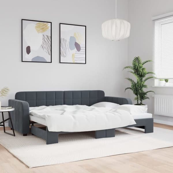 Maison Exclusive - Sovesofa med udtræk uden madras grå mørk 80x200 cm