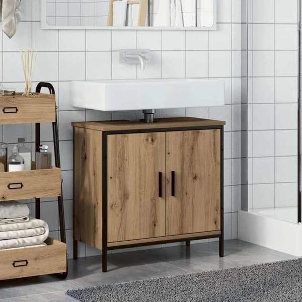 Maison Exclusive - Vaskeskab i egetræ, håndlavet, 60x30x60 cm, ingeniørtræ