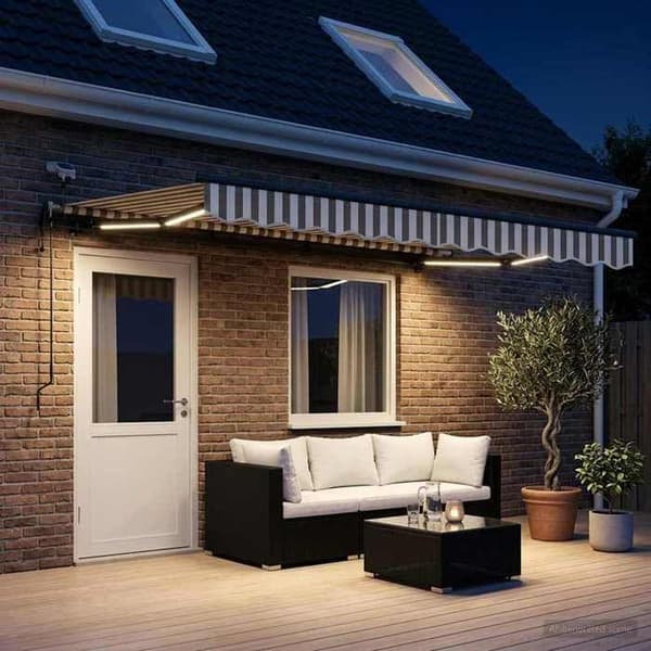 Maison Exclusive - Elektrisk markis med LED och sensor 5 x 3,5 m Ljusgrå och vit