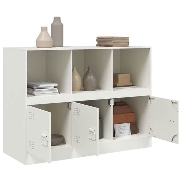 Buffet bas - EKSKLUSIVT HUS - 99x39x73 cm - Koldvalset stål - Hvid - 3 døre Vit