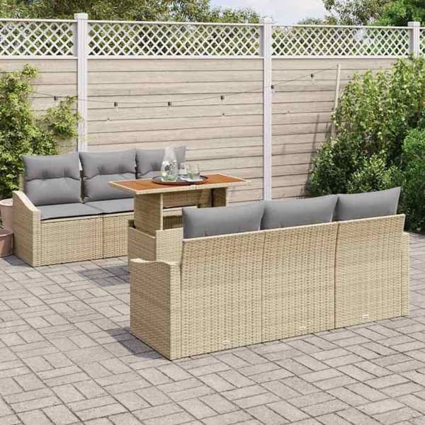 Maison Exclusive - 7 osan beige ja harmaa puutarhakalustesarja