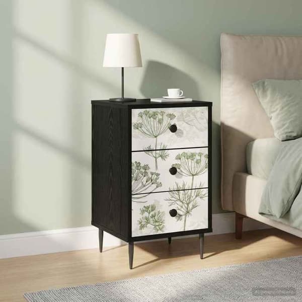 Maison Exclusive - Nattens bord GOTHA 2 stk Sort eg 36 x 33 x 61 cm