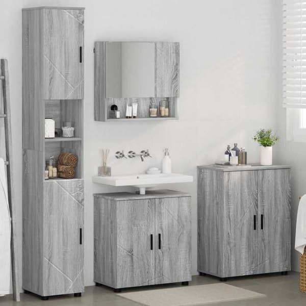 Maison Exclusive - Badeværelsesmøbel sæt 4 pc Grå Sonoma Gris Sonoma
