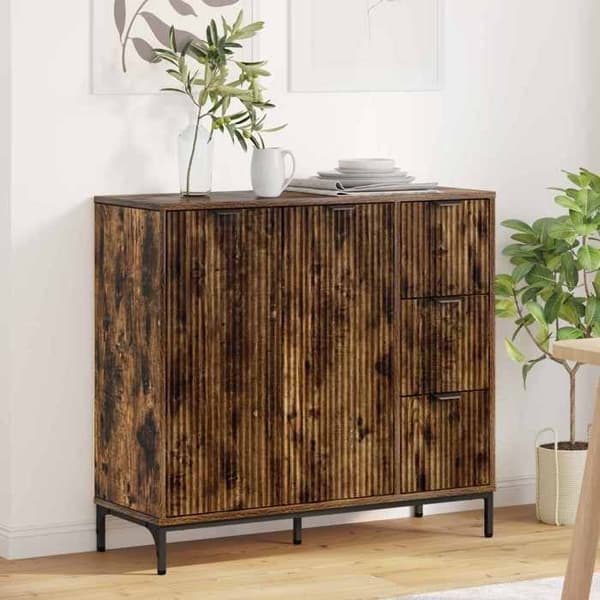 Buffet - EKSKLUSIVT HUS - 89,5x33x82 cm - Røget eg - Ingeniørtræ - Vægmontering mod væltning Rökt ek