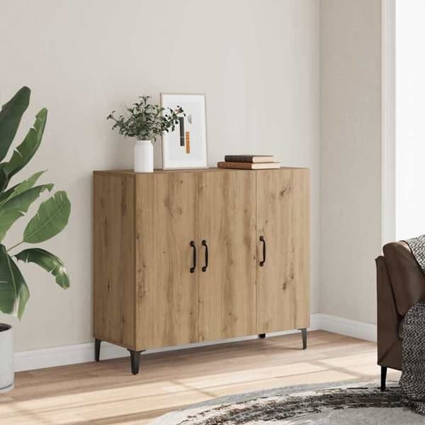 Maison Exclusive - Buffet i egetræ, håndlavet 90x34x80 cm, ingeniørtræ