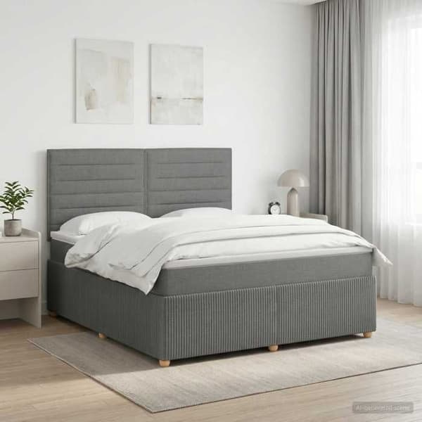 Maison Exclusive - Boxspring seng med madras Mørkegrå 140 x 200 cm Stof