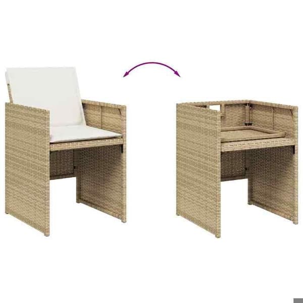 Maison Exclusive - Trädgårdsset med 5 delar i beige polyrotting med kuddar
