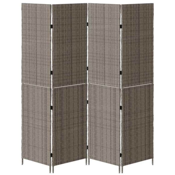 Paravent - MAISON EXCLUSIVE - 195 x 180 cm - Polyrotin (harts) - Grå - Fällbar Grå