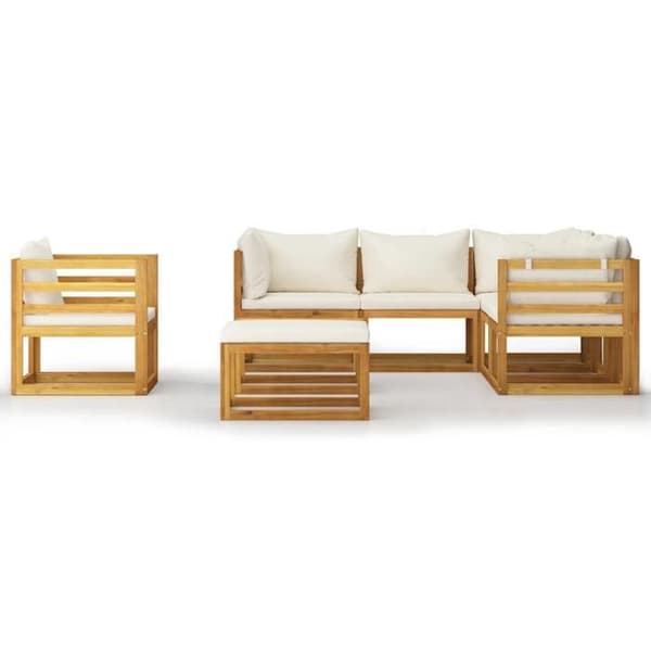 Maison Exclusive - Trädgårdsmöbler 8 delar med kuddar Creme Solid akaciaträ