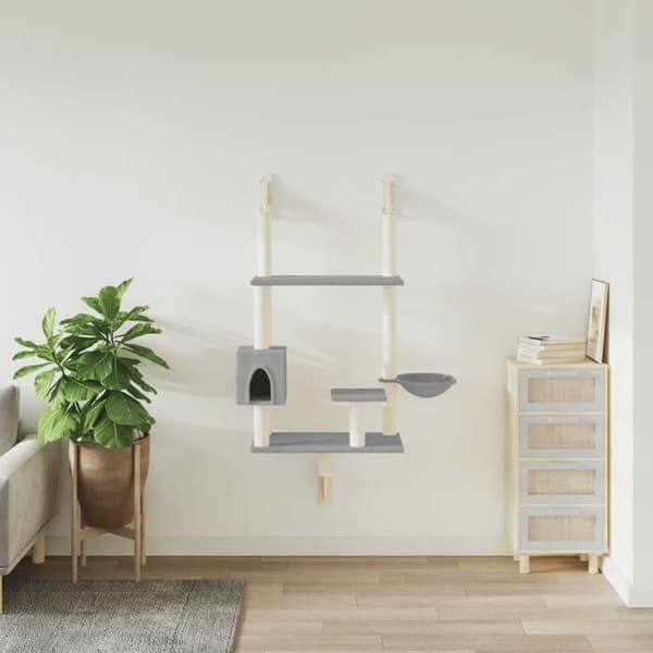 Maison Exclusive - Väggmonterad kattträd med klösmatta ljusgrå 153 cm
